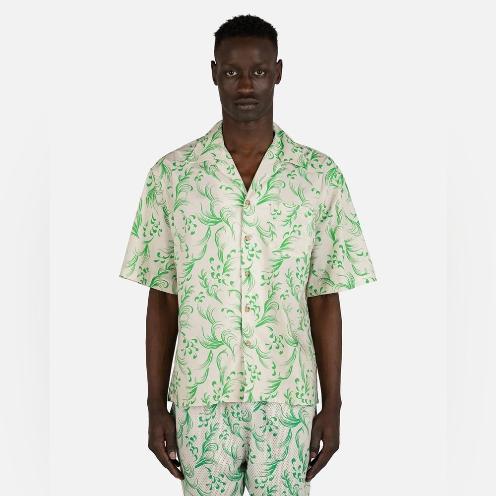 John Elliott Green Camp Shirt in Silver Kaze Size Small $298